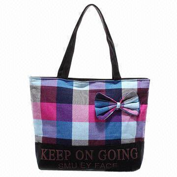 Stylish Canvas Handbags Decorated with Bow, Suitable for Shopping and Young Girls