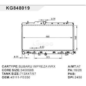 auto radiator car:SUBARU IMPREZA WRX  OEM:45111-FE030