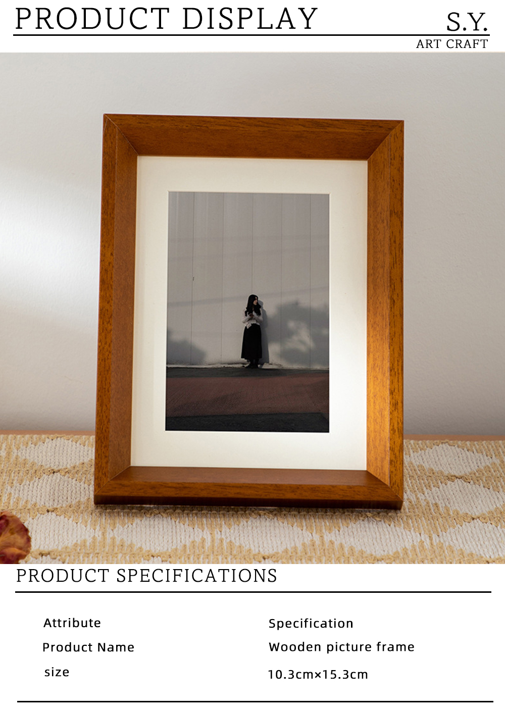 Thick Wide-Border Walnut Wood Frame X