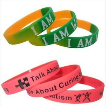 Red / Green Customized Silicone Bracelets For Home Decoration Bj-b005