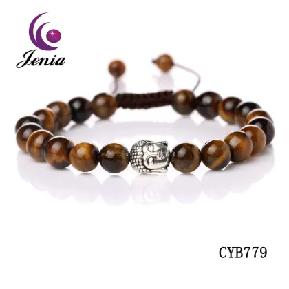 Jenia Alibaba China Colorful Agate Bead Bracelet Design Buddha Head Bracelet