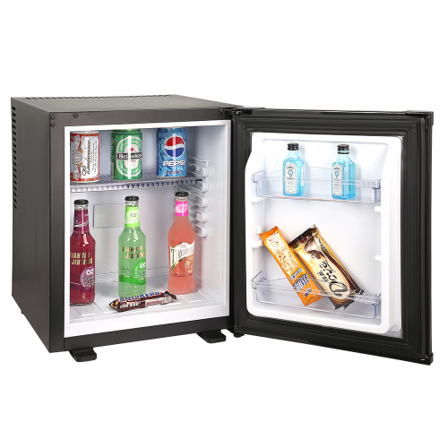 Mini bar con puerta de vidrio negro y cerradura