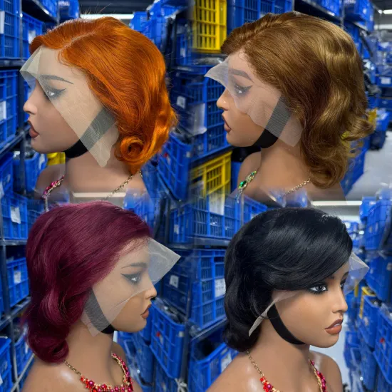 13x4 Brazilian Pixie Curly Cut Human Hair Wig with Transparent Lace Front