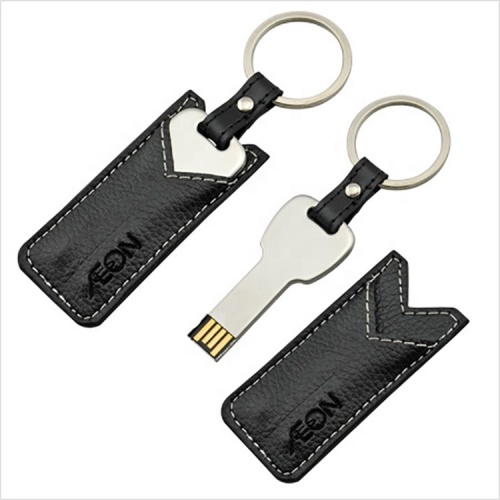 Key USB Flash Drive With Leather Pouch
