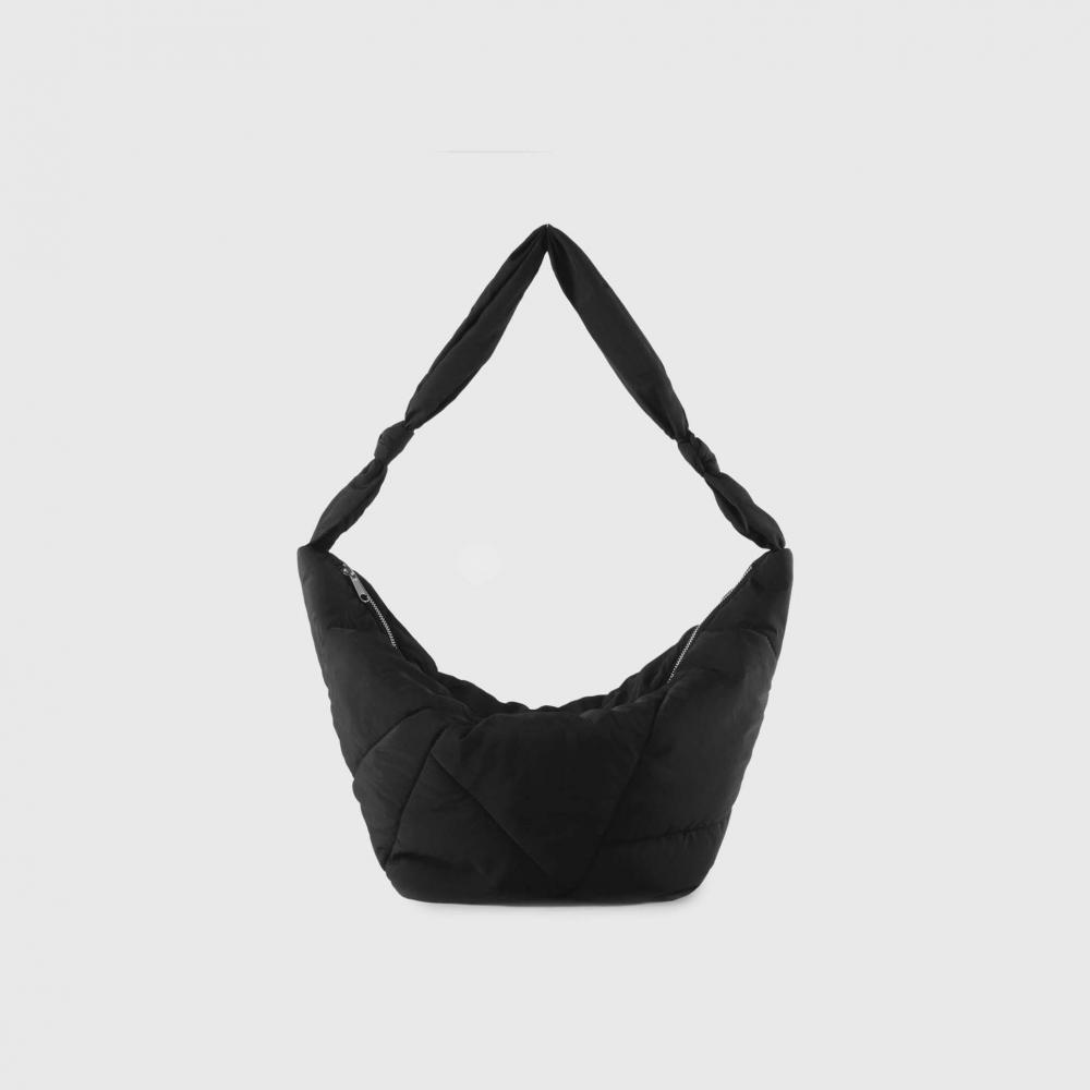 Black acolchoado hobo sacolas para mulheres