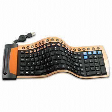 Flexible Office Keyboard with Detachable USB Cable, CE-/FCC-certified, RoHS Directive-compliant