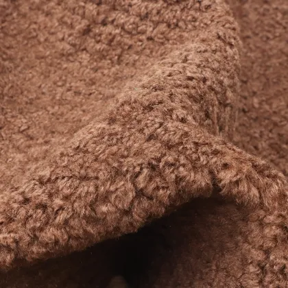 polyester Fleece Soft Brown Knitted Fabric