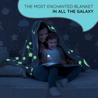 Glow-in-the-Dark Knitted Coral Fleece Hooded Blanket for Children