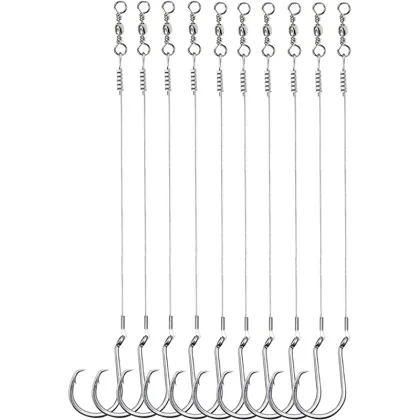 Saltwater Steel Circle Hook Rigs with Swivel Link for Catfish and Bass