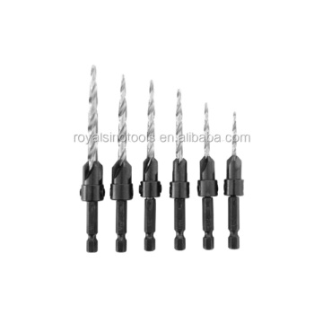 Royal Sino HSS 6542 3-Pack Set Bit Twist Steel Speed ​​Steel Countersink Taper Bit Set Bit Set