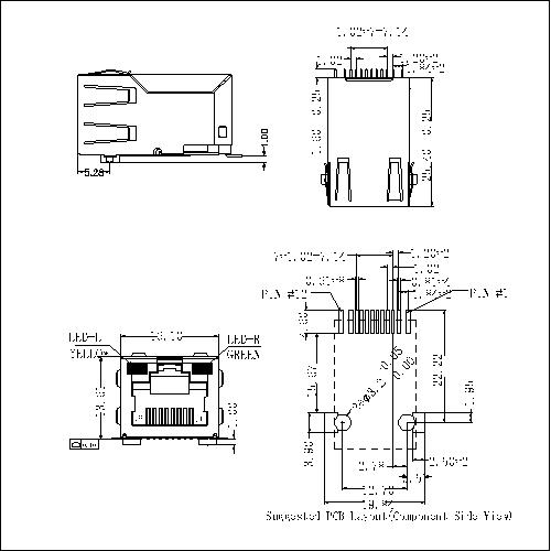 ATRT-8-A-AX-006 RJ45 CONNECTORS With LED EMI PRODUCT SHIELDED SMT