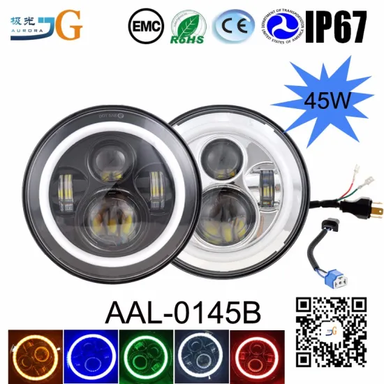 Motorcycle Headlights Jk Wrangler Parts 7 Inch Round Led Headlight 12V 24V With Halo Ring