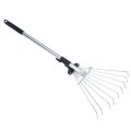 Collect Loose Debris Stainless Steel Lightweight Expandable Garden Rake Yards Portable Leaf Brush Lawns Telescopic 9 Teeth