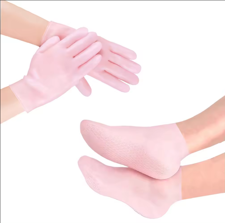 2 paires chaussettes de gants hydratantes régler le spa en silicone