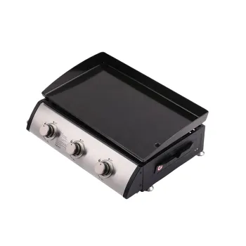 High-Quality Table Top Gas Grill: Built-in Stainless Steel BBQ with Three Burners for Plancha Cooking