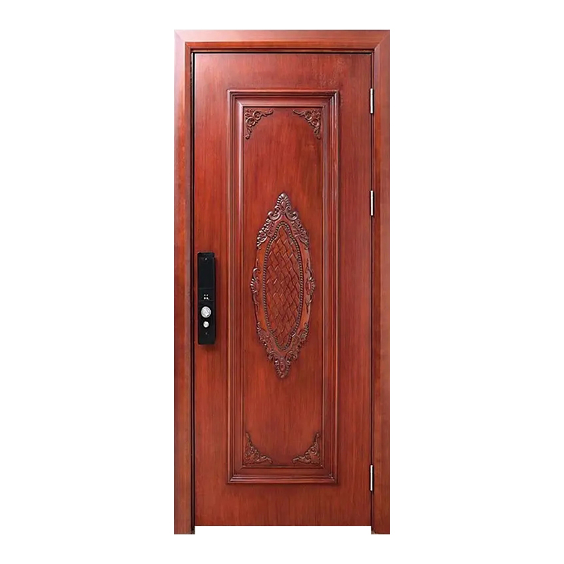 Porte en bois massif rouge moderne