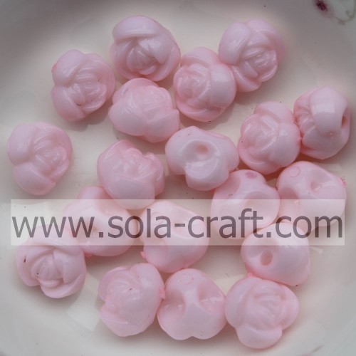 Perles solides acryliques de petite rose de trou accrochant pour la décoration