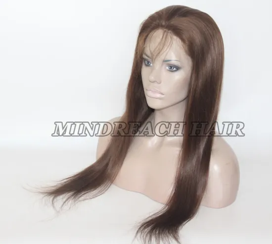 Peruvian human hair full lace wig silky straight full lace human hair wig 22" length #4 color human hair lace front wig