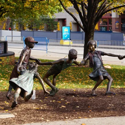 bronze casting foundry children playing in the garden bronze statues