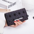 Women long purse geometry luminous wallet female phone three fold card holder wallets