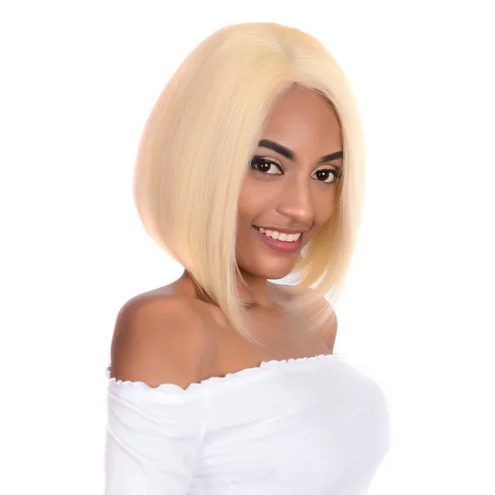 10A 613 Pure Blonde Hair Color 13x4 Lace Frontal Short Bob Virgin Human Hair Wig 150% Density Customized Wig