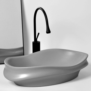 Ceramica grigio opaco di lusso sopra il lavaggio del lavaggio da bagno