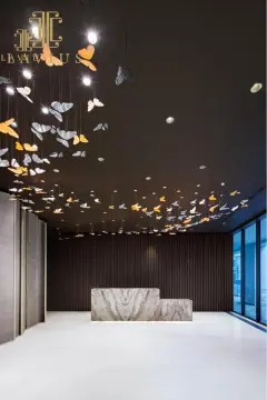 Colorful simple staircase big glass chandelier