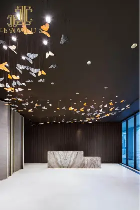 Colorful simple staircase big glass chandelier