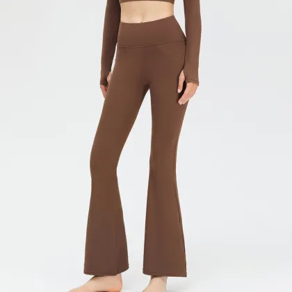 Flared Gym Push-up Yoga Pants for Women: Casual Stretch Buttocks Flared Pants