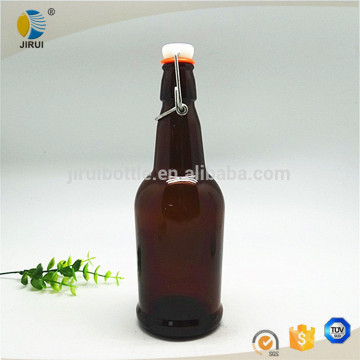 500ml beer glass bottle with metal hinged cap