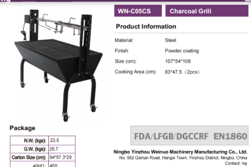 Steel Rotating Charcoal Grill for Patio Cookouts