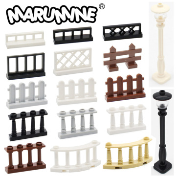 Marumine City Accessories 30PCS Bricks Fence Railing Stairs MOC House Garden Military Toy Building Blocks Parts