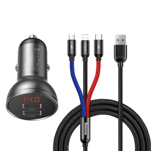 Simple Fast Car Charger Digital Display Dual USB 4.8A Car Charger Manufactory