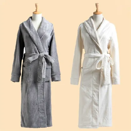 Long-sleeved Hooded Coral Fleece Robe Warm Cute Girl's Women's Pajamas Bathrobe