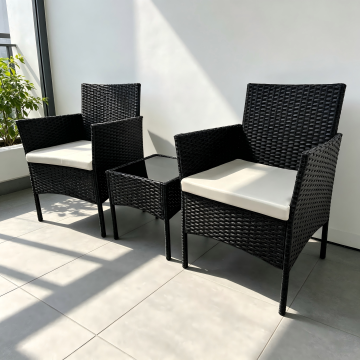 Ebony PE Rattan Patio Conversation Set