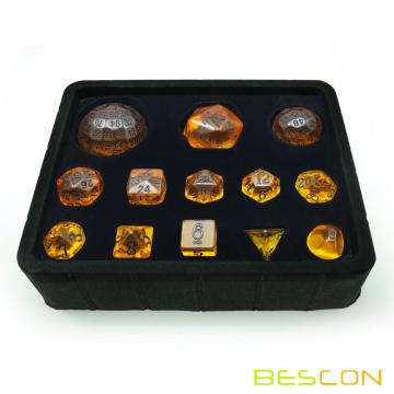 Bescon Amber Komplettes polyedrisches RPG-Würfelset 13 Stück D3-D100