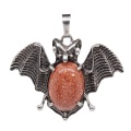 Red Goldstone 13X18mm Cabs Antique Silver Alloy Antique Silver Alloy Bat Pendant Keychain