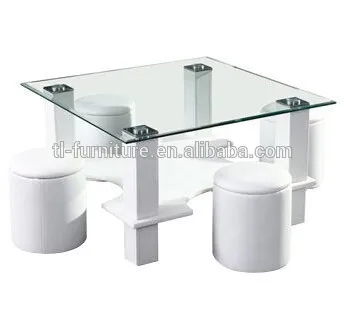MDF wooden legs tempered glass coffee table