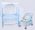 Babysäng med myggnät och barnvagn säng