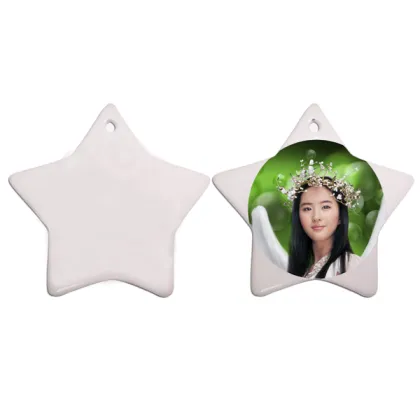 Star Shape Sublimation Ceramic Ornaments for Christmas