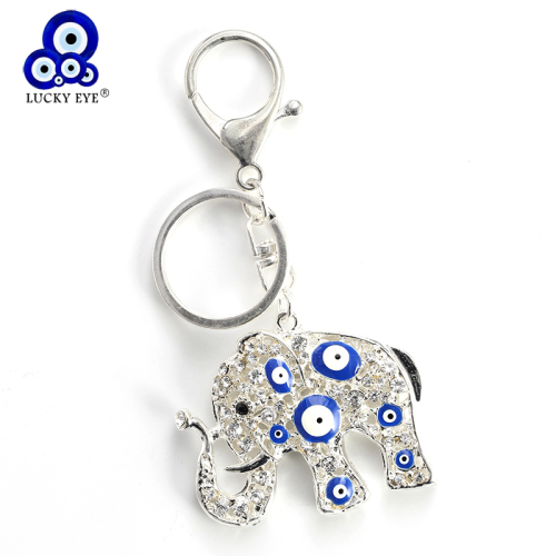 Lucky Eye Elephant Charms Keychain Evil Eye Pendent Key Chain Alloy Lobster Buckle Key Chain Fashion Jewelry EY4899