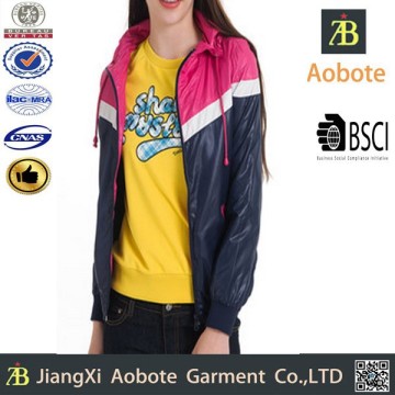 2015 New Fashion Short Woman Custom Nylon Varsity Jackets