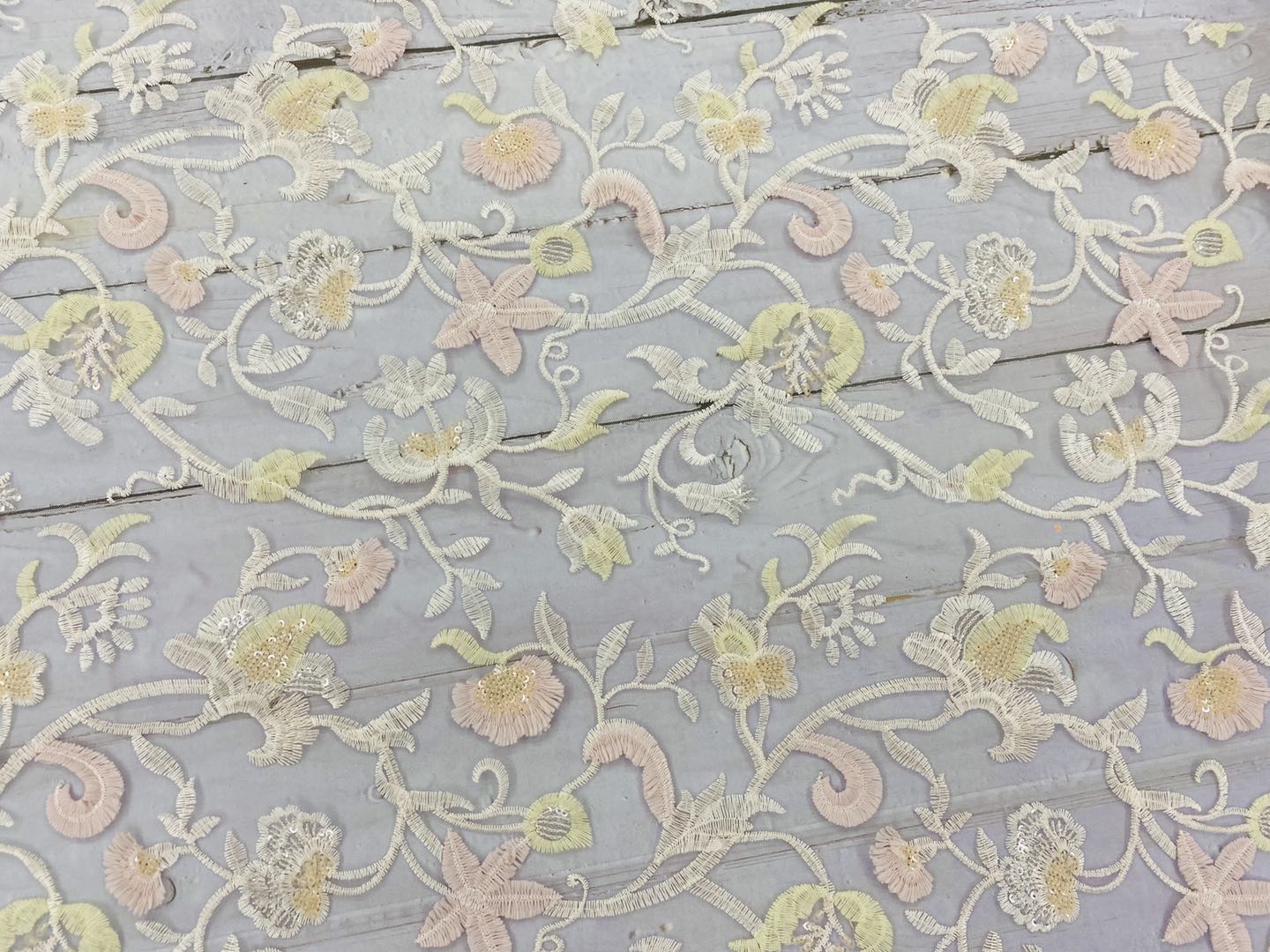 Pleochroic Flower Embroidery Fabric 
