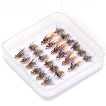 24pcs/Box Tungsten Bead Head Jig Hooks for Trout Bass Perch Fishing Lures 14#
