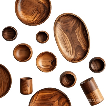 Customized Acacia Solid Wood Lacquer-Free Fruit Snack Plates for Cake Business Gifts