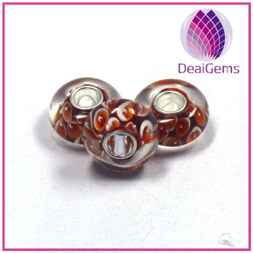 Factory best selling silver plated brass core big hole glass beads