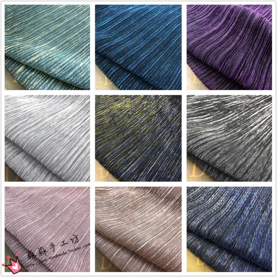 Pleated Fabric silk Spring and Summer Electro-optic Gradient Star-color Superfine Pleated Gauze Fabric New Crimped Clothing