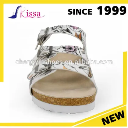 Hot Selling Comfortable Classical Soft Cork Durable Buckle Slippers Women with Beautiful Picture