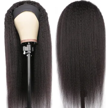 kinky straight Headband Wig Human Hair Yaki Brazilian hair Wig Headband 180% Density Human Hair Wig straight