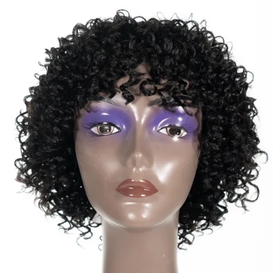 Jerry Curly Human Hair Wigs with Bangs Virgin Hair  Wigs Highlight  Wigs For Women Peruvian Remy Hair Natural Color